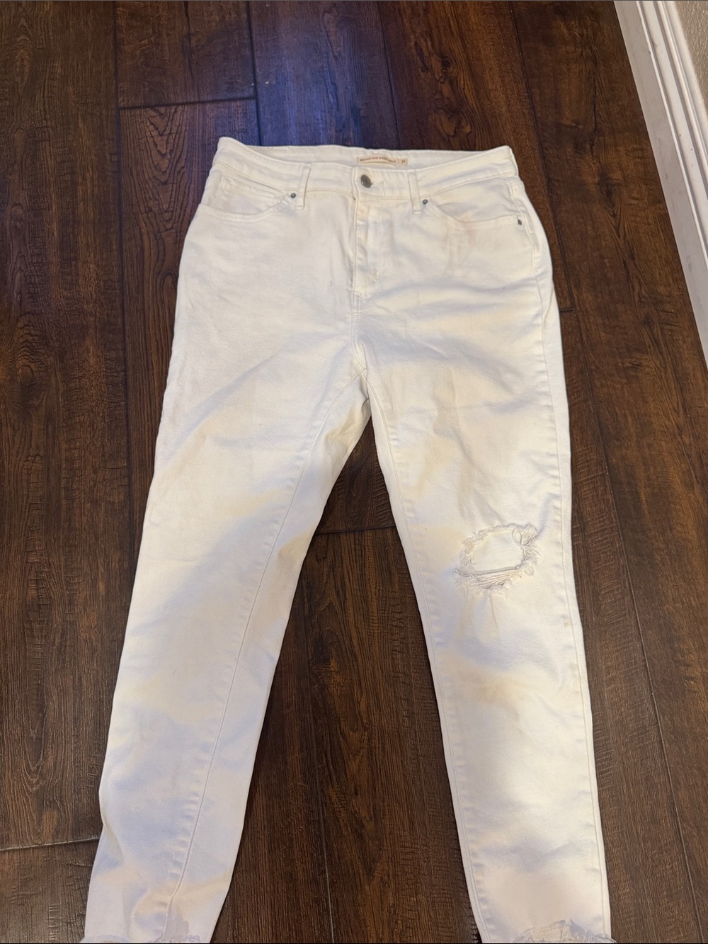 Levi's White Ripped High-Rise Jeans